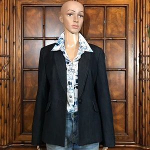 Kasper Navy Silken Denim Couture Cut Blazer